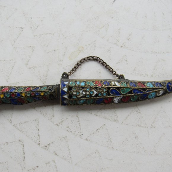 Antique French Cloisonné Knife and Sheath - Picture 2 of 6